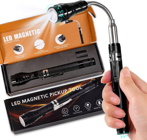 Magnetic Flashlight Gifts for Men, Telescoping Pickup Tool with LED, Cool Gadgets for Christmas