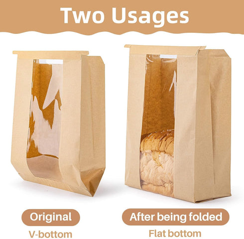 50 Packaging MAQIHAN Bread Bags with Reusable Ties - Homemade Sourdough Bread Storage Bags Brown Paper Bagel Loaf