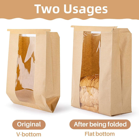 33PCS Packaging MAQIHAN Bread Bags with Reusable Ties - Homemade Sourdough Bread Storage Brown Paper Bagel Loaf Bakery