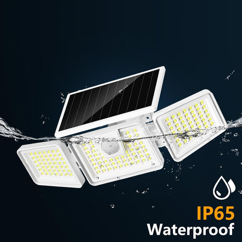 3 156 IP65 1 Pack INCX Solar Motion Sensor Lights Outdoor, Heads Security Lights Solar Powered, LED Flood Light Motion