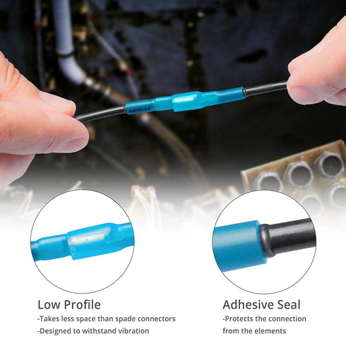 130 PCS Wirefy Heat Shrink Female Bullet Connectors, Electrical Bullet Butt Terminals for 16-14 AWG