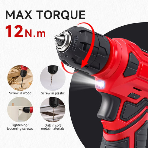 Set 8V Set, 132 Set Tool - Cordless Drill Piece Home Tool With Hand Drill, Tool Kit for Women & Men, Perfect