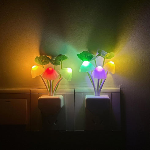 2Pack Mushroom Night Light, Plug-in Sensor LED Night Light Color Changing Nursery Light for Kids, Cute Wall Based Lamp
