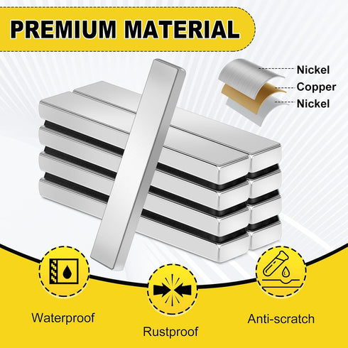 MIKEDE 9 Pcs Waterproof Strong Neodymium Bar Magnets, Rare Earth Heavy Duty for Tool Room