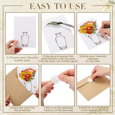 Dunzoom 30 Set Set 150 DIY Wedding Greeting Cards with Envelopes Wedding Thank You Dried Flowers Pressed Flower Cards