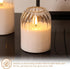 Set 3 Clear Glass Flameless Candles with Remote, Flickering LED Pillar Candles Battery Powered Ribbed Dome Top