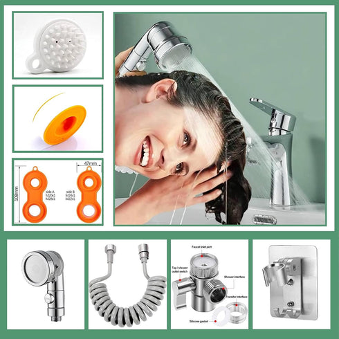 Chirsbaber 7 (6.5ft Set) Sink Faucet Hose Sprayer Attachment handheld Sink Sprayer with ON/Off & Adapters Extension