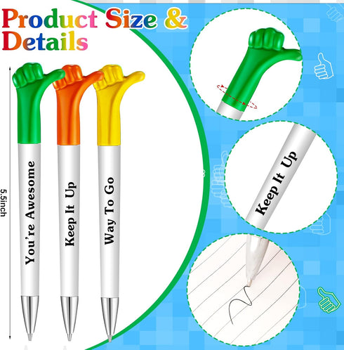 Woanger Inspirational Quotes Thumbs Up Pens - Thank You Gifts Bulk for Employee Appreciation, Motivational Pens for