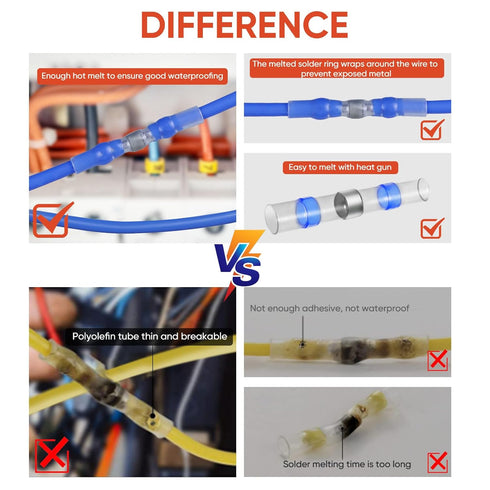 Solder Seal Wire Connectors, Marine Grade Heat Shrink Butt Connectors Kit, 350PCS Waterproof Insulated Terminals