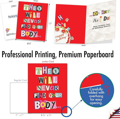 NobleWorks Funny Happy Birthday Card, Jumbo 8.5 x 11 Inch Greeting for Spouse