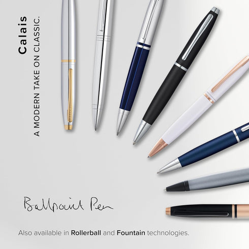 Cross Calais Refillable Ballpoint Pen, Luxury Gift Box, Medium Point Black Ink, Brushed Rose Gold & Black