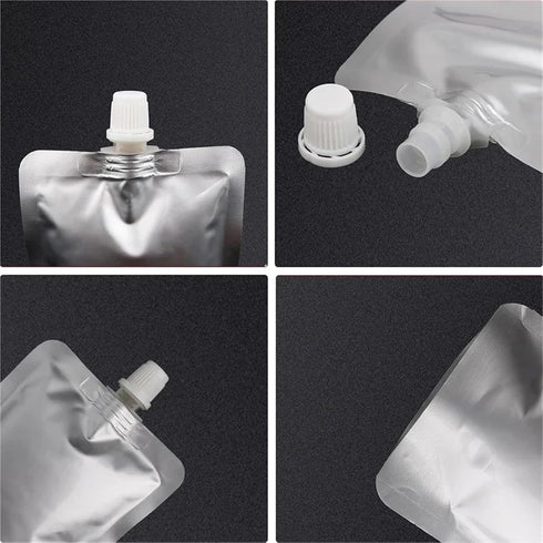 Yiodauh 50 Packaging Nozzle Pouches(250 ml) Alcohol Pouches Pcs Aluminum Foil Liquid Drinking Bags Milk Juice Beverage