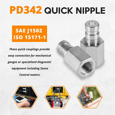PD342 Test Port and Diagnostic Equipment Quick Nipple with Female Pipe Thread Fits for PD Series Couplers, 1/8" body size, 1/4"-18 NPTF thread size by usvehj