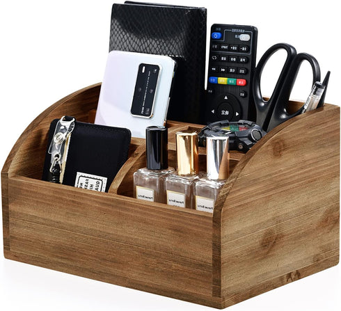 Wooden Desk Organizer - Solid Wood Pen Holder for Desktop, No Assembly Needed, Home Office Supplies Storage