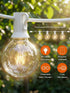 25FT G40 27 Bulbs(2 Commercial 5 Bulbs E12 Outdoor String Lights with Globe Clear Spare) Patio String Lights Outdoor