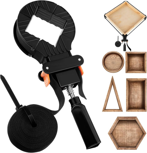 Feekoon Strap Clamps for Woodworking, Quick Release Band Clamps with 4 Corner Claws for Adjustable Picture Frame Clamp