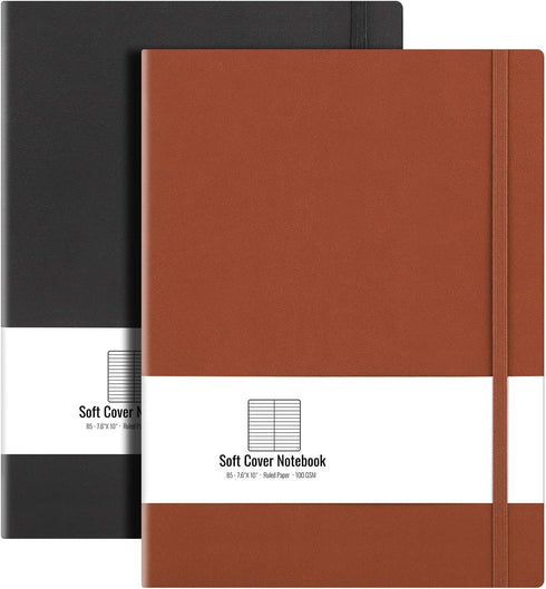 B5 College Ruled Notebook, 2-Pack, AHGXG Large Composition Notebook, 7.6" x 10", 408 Numbered Pages