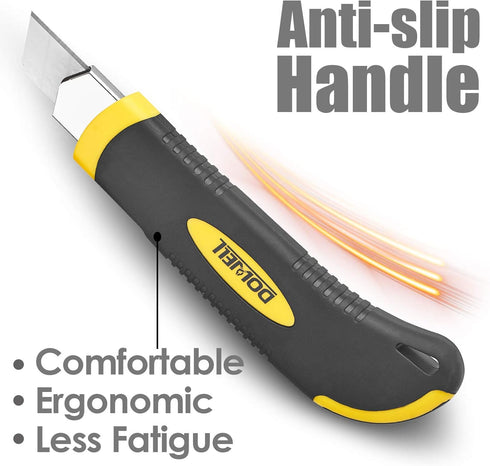 DOWELL Utility Knife Box Cutter - Retractable Heavy Duty Snap Off with Extra Blades (3PCS)