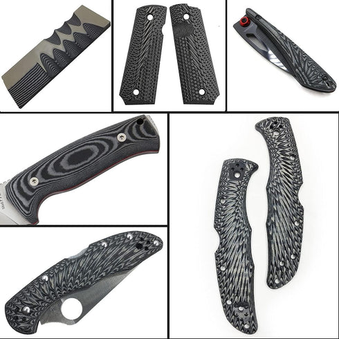 Cool Hand 2 pcs G10 Knife Handle Scales, Custom DIY Tool Material for Knives Making Blanks, Gray/Black