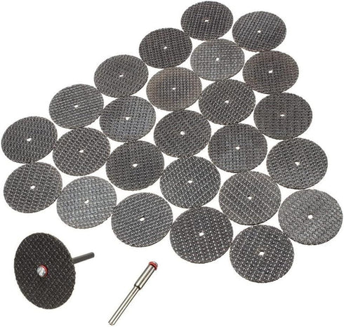 Fiberglass Reinforced Cut-off Wheels Discs Kit 1 1/4 inch Diameter 25 Pieces + 2 Mandrel for Dremel Tool 426 426b
