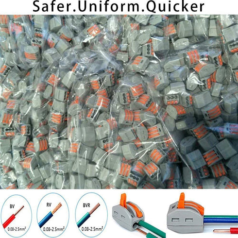 Lever Wire Connectors, Compact Splicing Electrical Connectors, 3 Conductor for Quick Connect, 50 Pack