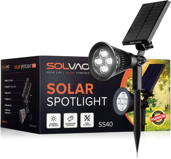 SOLVAO Solar Spot Light | Ultra Bright, Waterproof, Adjustable 270, No Wiring,