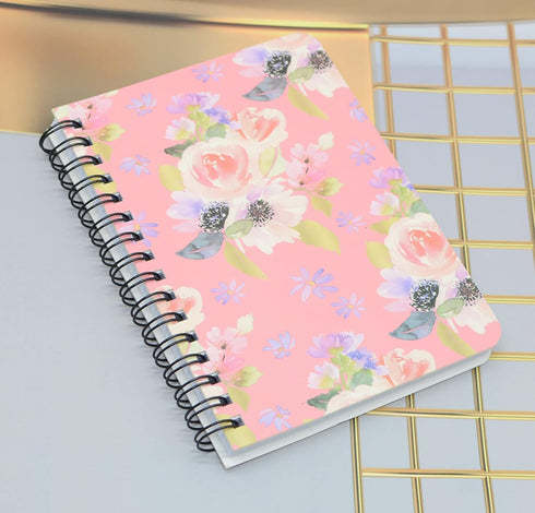 Yansanido Spiral Notebook, 4 Pcs A6 Flower Design Thick Hardcover 8mm Ruled 4 Color 80 Sheets -160 Pages Journals for Study and Notes (A6-4pcs flower, A6)