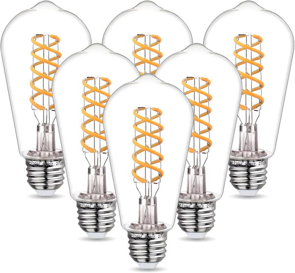 6 Pack ST19(ST58) Vintage Edison LED Light Bulbs, Dimmable 6W Decorative Antique