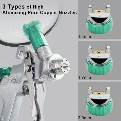 1.4 1.7 2.0 MM Nozzles 10 600ML Paint Sprayer with Paint Mixing Quick Cup, HVLP Spray Paint Gun Kit Contain Disposable
