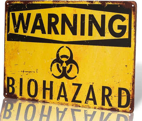 dingleiever Warning Biohazard Hazard Sign, Novelty METAL Sign