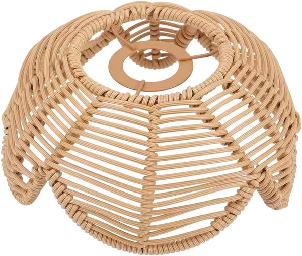 Leefasy Imitation Rattan Lamp Shade Pendant Light Cover Decorative Floor Lamp Cover Woven