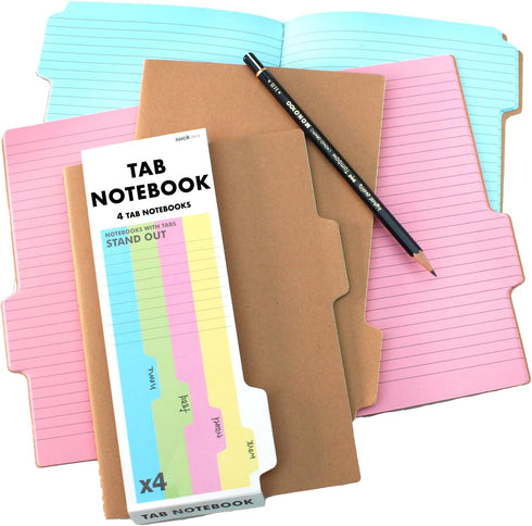 Suck UK A5 Tabbed Notebook: Study Notebook, Project Note Pad & Planner, Colored Paper with Tabs, Kraft