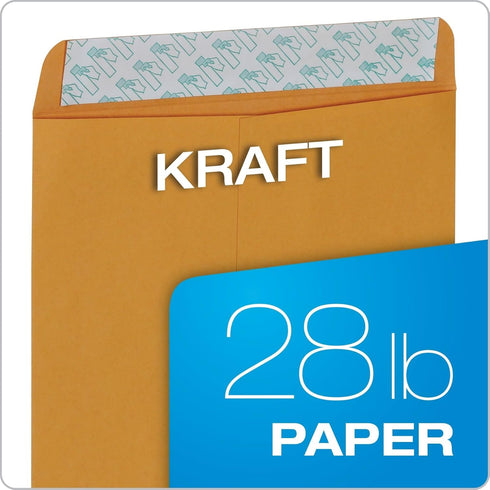 Quality Park 9" x 12" Self-Seal Catalog Envelopes | Brown Kraft | Heavy 28-lb Paper | 100 Per Box