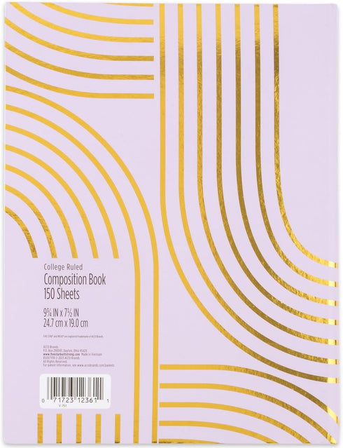 Five Star Composition Book, College Ruled, 9-3/4" x 7-1/2", 150 Sheets, Hardbound, Lilac Arches Design