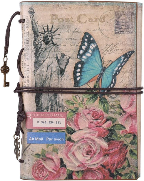 MALEDEN Vintage Travel Journal, Leather Refillable Sketchbook Diary Planner with Unlined Pages
