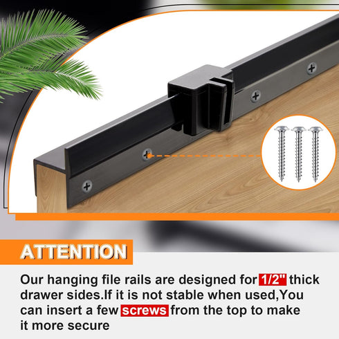 Leinuosen 6 Pcs Drawer File Folders, PVC Hanging File Rails for Drawer Sides, Letter Size File Storage Organizer (16