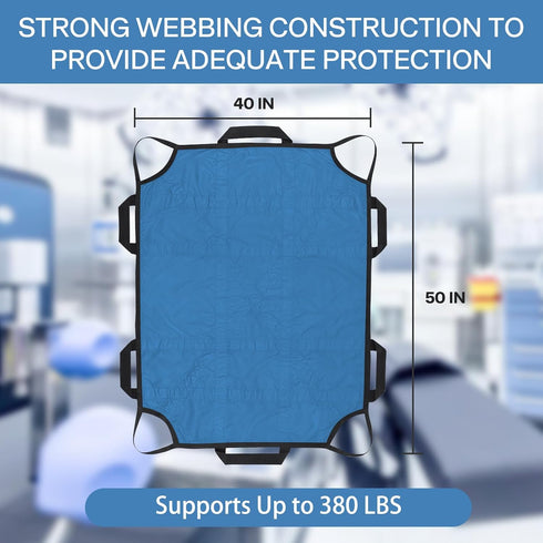 50"x40" Positioning Bed Pad with Reinforced Handles Waterproof Washable Draw Sheets for Hospital Bed Patients Moving
