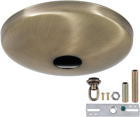 Antique Brass Ceiling Light Canopy Plate Kit - B&P Lamp Screw Collar