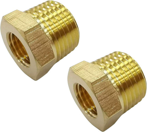 Midanya 1/4-Inch Female Pipe x 3/8-Inch Male Brass Pipe Fitting Reducer Adapter, 2 Pieces