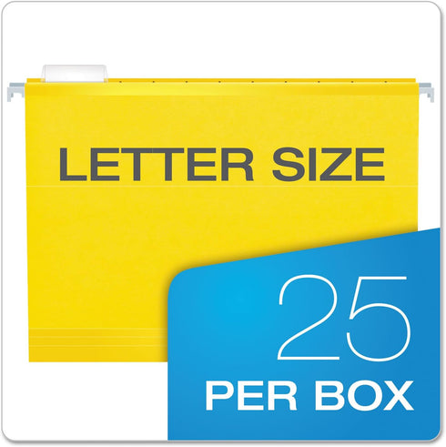 Pendaflex Reinforced Hanging File Folders, Letter Size, Yellow, 1/5 Cut, 25/BX (4152 1/5 YEL)