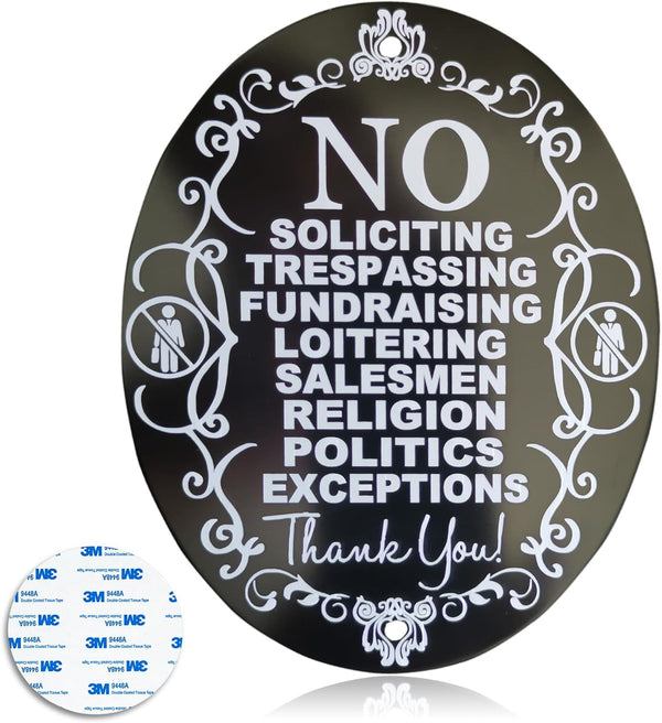 No Soliciting Sign for Home - No Trespassing Aluminum 5" X 4" Laser Engraving, Anodized Aluminum, Never Change Color