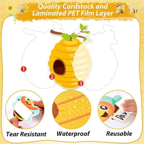 Bee Bulletin Board Decorations Set, gisgfim Summer Spring Sunflowers Borders Cutouts for Classroom Teacher Decor