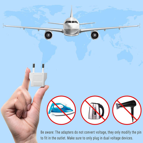 European Plug Adapter, Unidapt US to Europe Plug Adapter, 8 Pack Type C Plug Adapters, 110V to 220V Wall Outlet, Travel