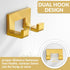 APLusee Brushed Gold Bath Robe Hook, 304 Stainless Steel Double L Shape Coat Hanger, Bathroom Home Accessories