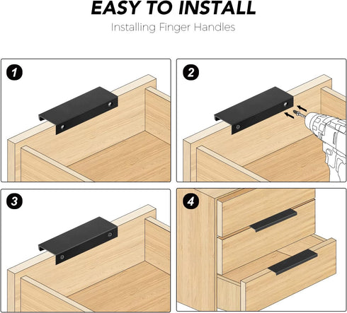 Ravinte 10 Pack Finger Pulls for Cabinets, 150mm/5.9" Length Matte Black Concealed Handles for Kitchen Drawers