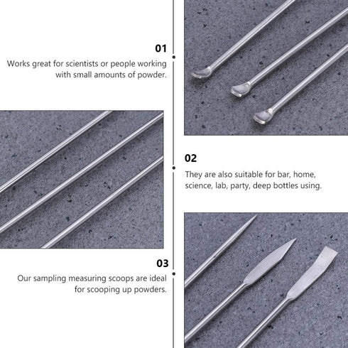 Hemobllo Stainless Steel Micro Lab Sampling Scoop Set - 6PCS Micro Medicine Spoons for Laboratory