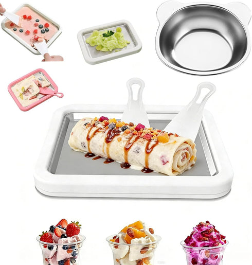 EL EastLane Ice Cream Roller Maker Kit with a Bear Bowl and 2 Scrapers,