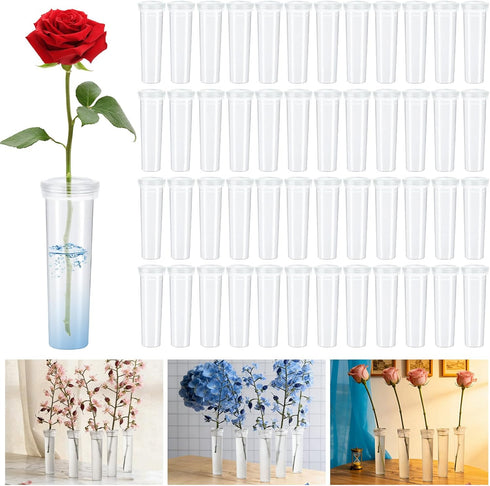 DAJAVE 100 Pack Floral Water Tubes 60 ML 4.3 Inch Plastic Water