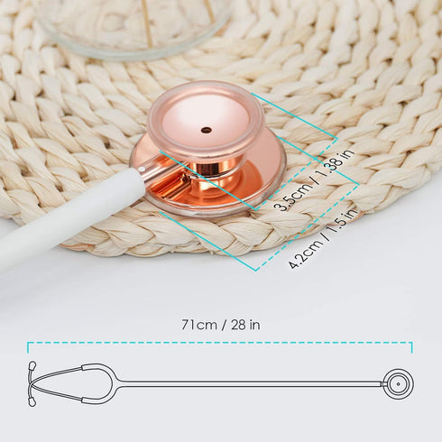 Rose Gold Stethoscope - Gift for Nurses, Doctors, Medical Students, Dual Head for Home Health Use with Accessories