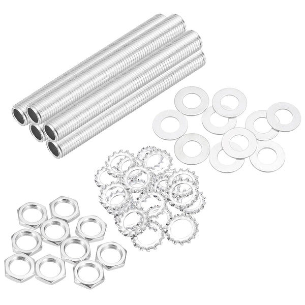 MECCANIXITY 35Pcs 3.5" Lamp Pipe Nipples Kit with Hex Nuts Washers, 1/4IP All